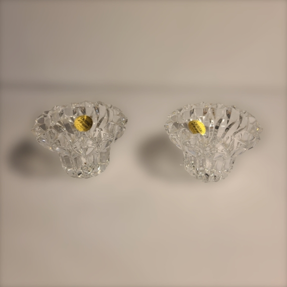 Cristal D'arques 24% Lead Crystal Pair Sweetheart Candle Holders France - Picture 1 of 2